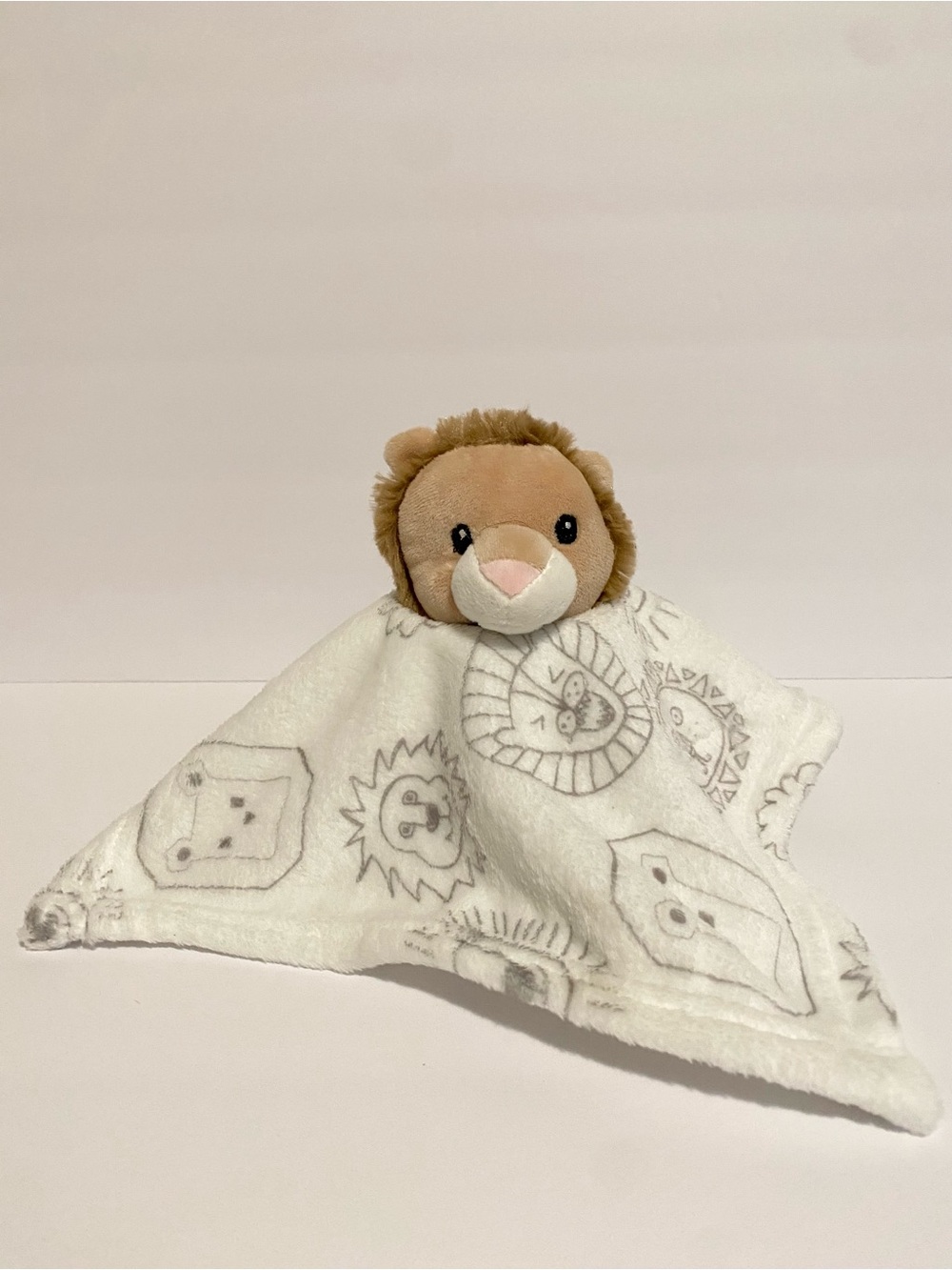 Lila & Jack Lion Lovey Jungle White Cream Brown Baby Toy Security Blanket Plush